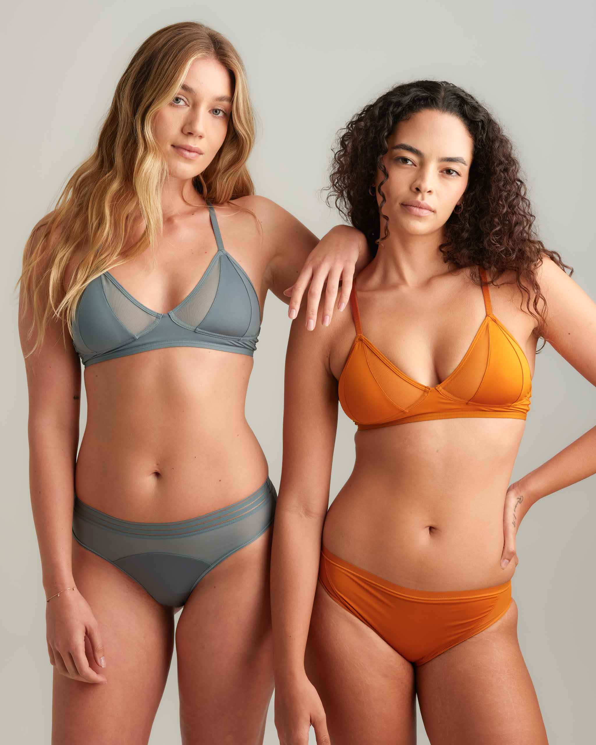 Camille Mesh Bralette Set with Open Lace-up Crotchless Panty - S/M & L/XL in Blue main image 1