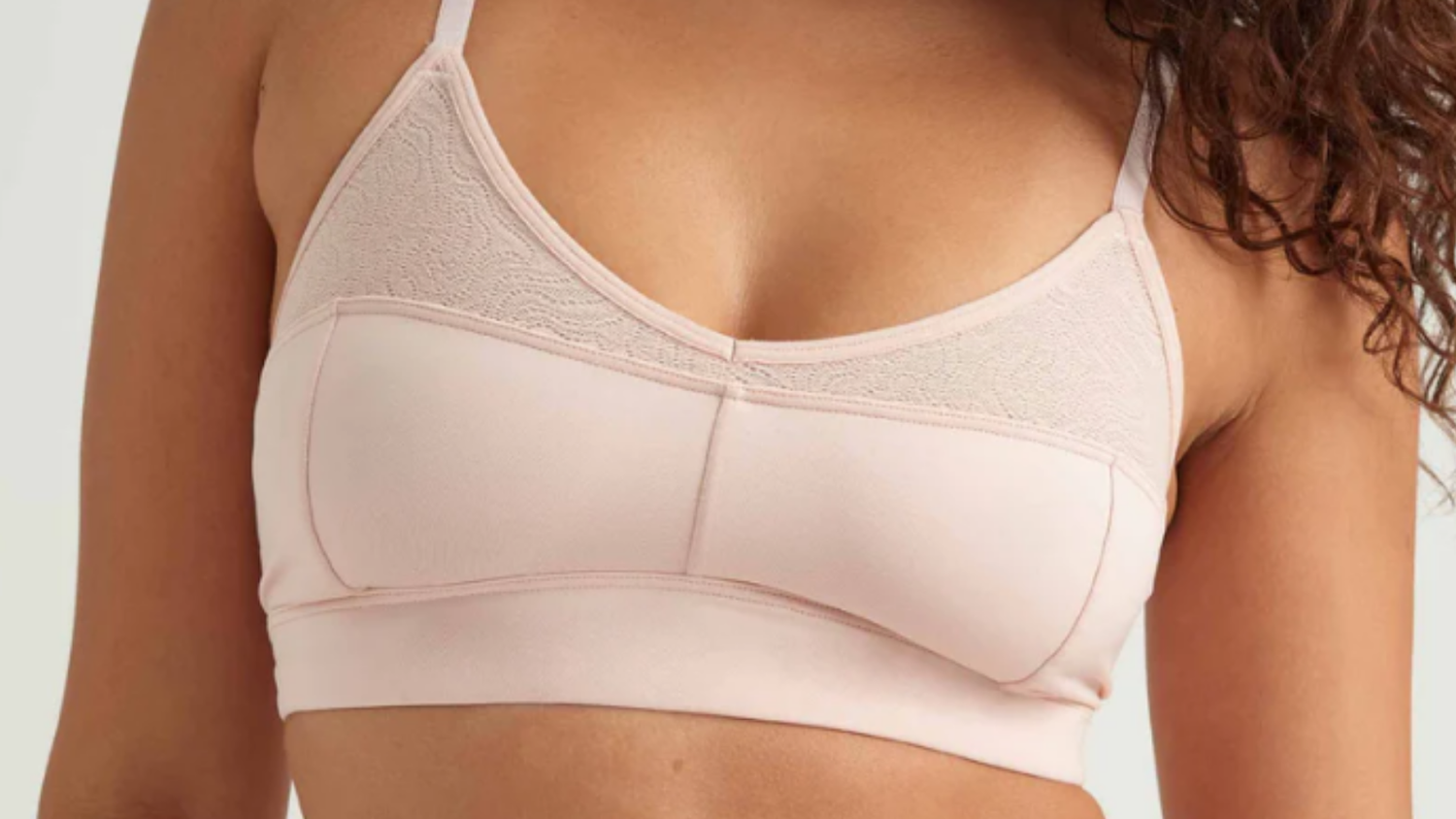 Model Wearing Saalt Lace Bralette