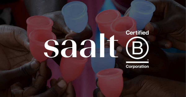 Saalt B Corp Logo and Menstrual Cups.