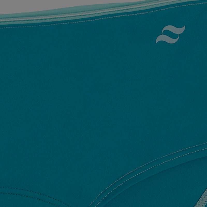 Closeup showing Saalt's Teen Nylon fabric in color Aqua Reef.