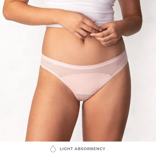  saalt Lace Hipster Period Underwear for Women  Reusable,  Comfortable, Thin, and Keeps You Dry from All Leaks. (X-Small, Quartz  Blush) : Health & Household