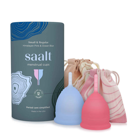 Saalt Soft Menstrual Cup - Best Sensitive Reusable Period Cup - Wear for 12  Hours - Tampon and Pad Alternative (Grey, Small)