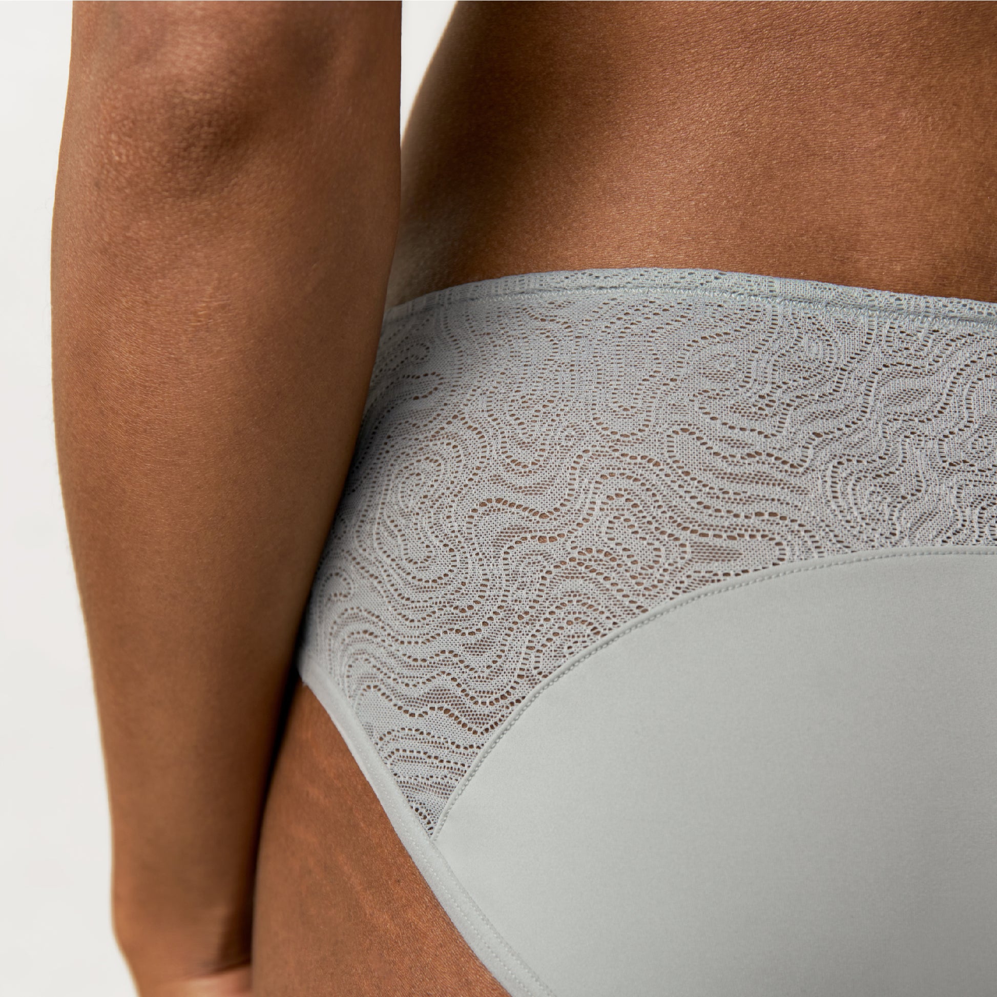 Saalt Leak Proof Period Underwear Regular Absorbency - Soft-Stretch  European Lace High Waist Briefs - Quartz Blush - XS